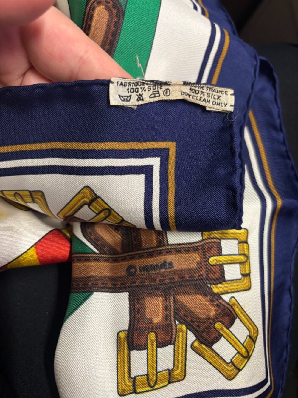 Authentic HERMES Carre 90 Scarf Suspenders Motif Silk Blue - Picture 4 of 4